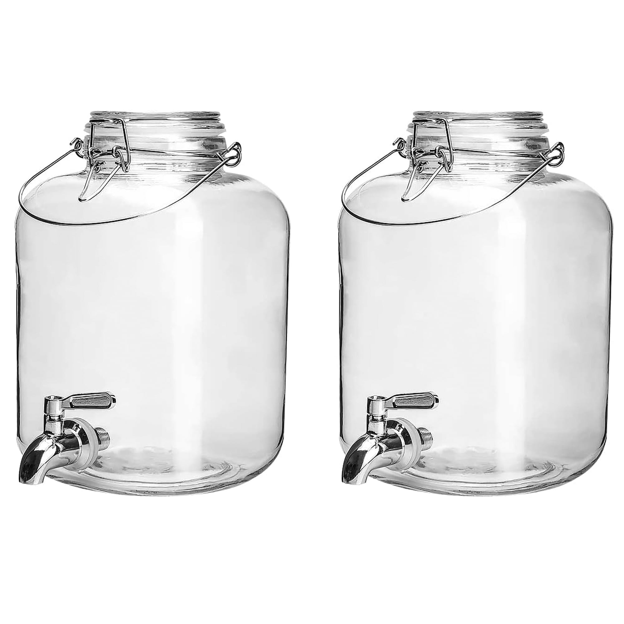 Panzexin 1Gal Glass Drink Dispenser w/Stainless Spigot - for Parties, Weddings, Lemonade (2Pack)