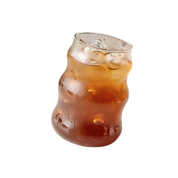 Glass Drinking Cup Coffee Glasses With Ribbed Design For Hot Beverages And Cold Drinks Iced Coffee Milk Bubble Tea