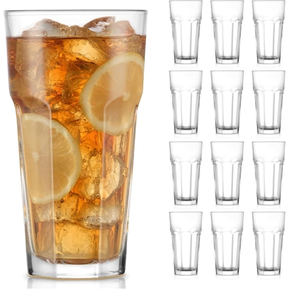 Glass Drinking Cup Set, Iconic Heavy Base Bar Glassware Thick Drinking Glasses Set of