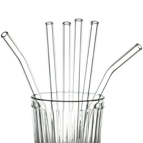 Glass Drinking Straws | 1-Piece Reusable Clear Borosilicate Glass Straw | Anti-Lipstick & Dishwasher Safe | 7.86 Inch Long with Cleaning Brush | For Hot & Cold Beverages