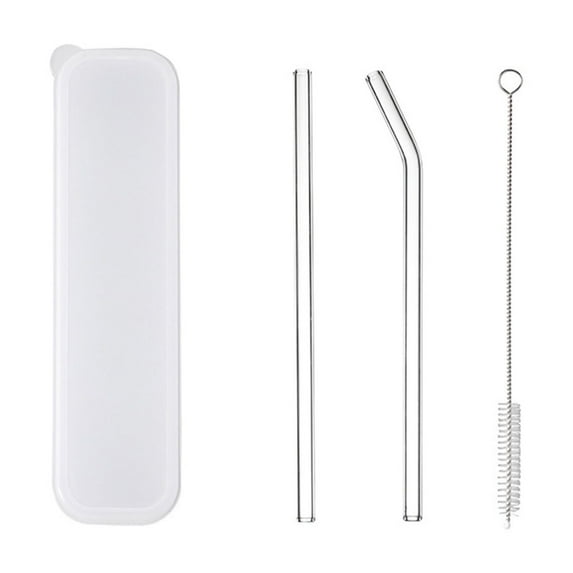 Glass Drinking Straws under $5! Xqxayjr Glass Drinking Straws Set, Reusable Transparent Straws with Case, Borosilicate Heat Resistant Straws for Smoothie Cocktail, 2 Sizes Included