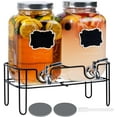 thumbnail image 1 of Glass Drinks Dispenser for Parties, 2 PACK 1 Gallon Beverage Dispenser with Stand for Juice and Iced Tea, Water Jug Dispenser for Lemonade, Party Essential Beverage Pitcher with Spout, 1 of 8