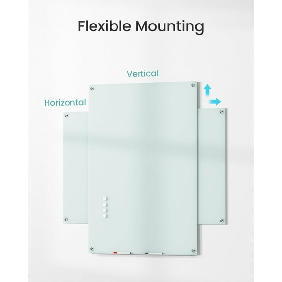 Glass Dry Erase Board for Wall, 36" x 24" Magnetic Dry Erase Board, Large Frameless Mounted White Board Dry Erase for Office, Home, School