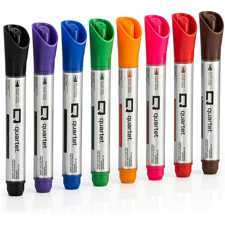 Glass Dry Erase Markers by Quartet, Bullet Tip, Assorted Colors 8 Pack,  Great Erasable Glass Whiteboard Markers for Clear, White Window & Glass  Board Markers for Teachers & Home School. 