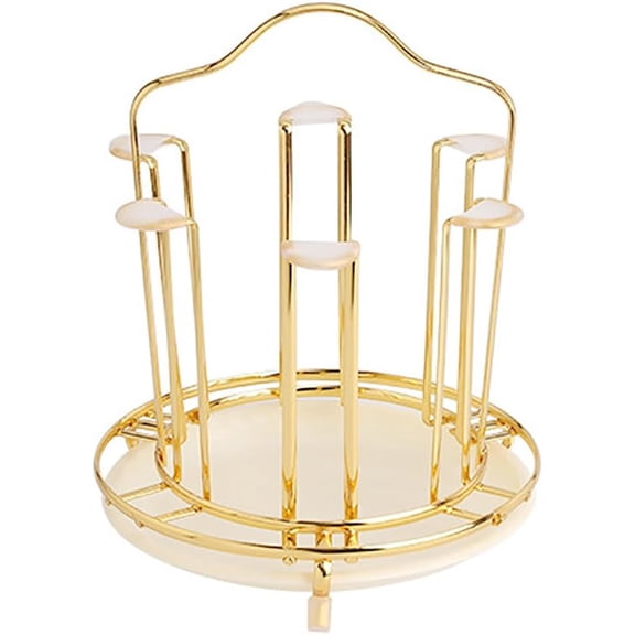 Glass Drying Rack Mug Draining Organizer Water Bottle Drainer Stand with Drain Tray and Silicone Protective Hooks, Non-Slip Bottle Drying Tree Holder for Glasses, Tumbler, Kitchen