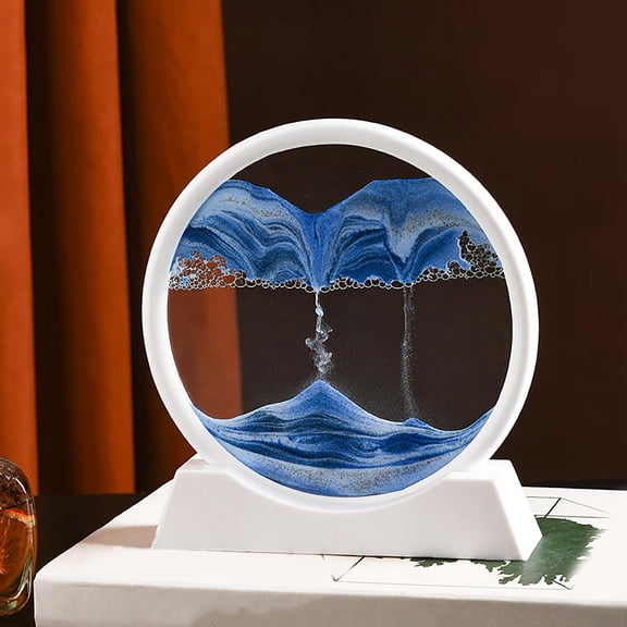 Glass Dynamic Art Sand Painting Desktop Decor Relaxing Hourglass 3D Round large