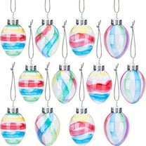 Glass Easter Decorations - Handmade Tree Hanging Decorations, Easter Egg Festival and Party Decorations, Various, 12 Easter Glass Colored Hand Painted Easter Eg C
