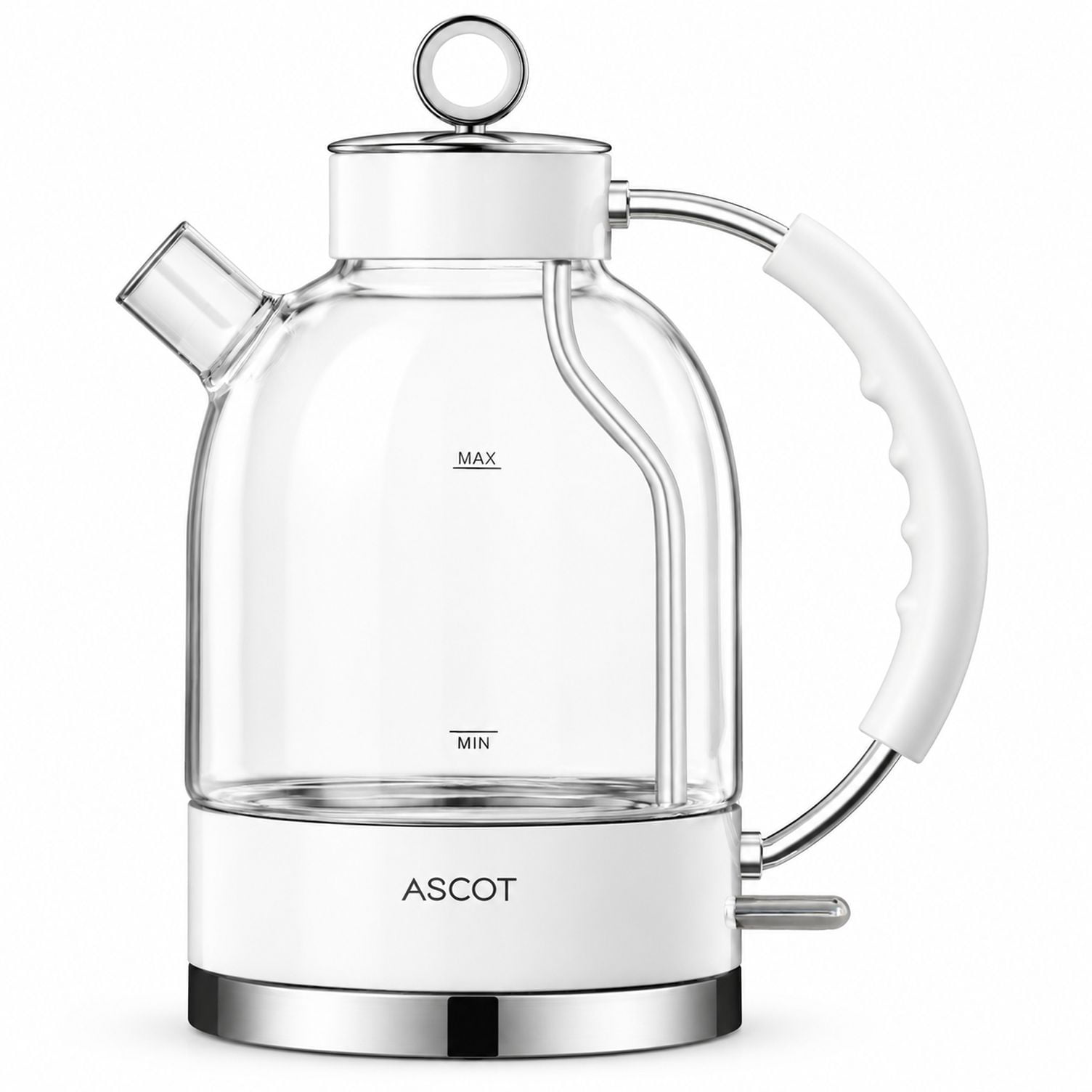 Waster Shut Off Sign Glass Electric Kettle, 1.5L Borosilicate Glass Water Boiler, White ...