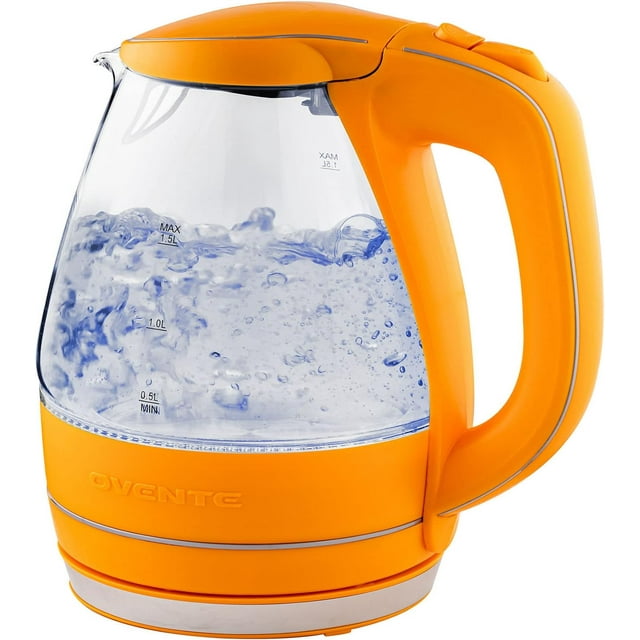 Glass Electric Kettle Hot Water Boiler 1.5 Liter Borosilicate Glass Fast Boiling Countertop Heater - BPA Free Auto Shut Off Instant Water Heater Kettle for Coffee & Tea Maker - White KG83W