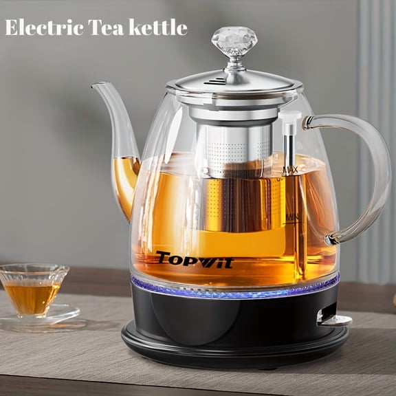 Glass Electric Kettle with Stainless Steel Infuser, 1L BPA-Free, Auto Shut-Off & Boil-Dry Protection, for Tea & Coffee