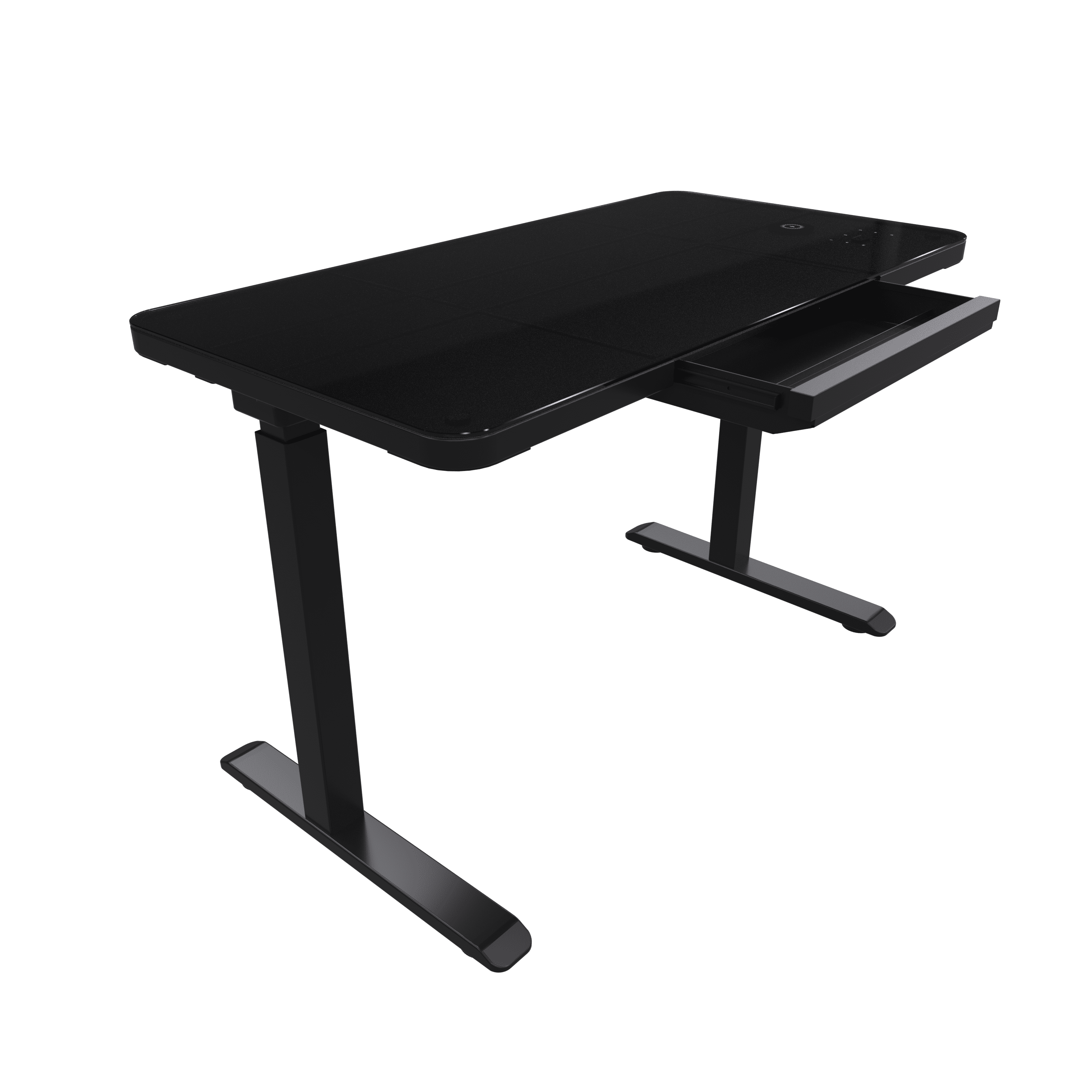 Glass Electric Standing Desk with Drawer 45 x 23 Inch Tempered Glass