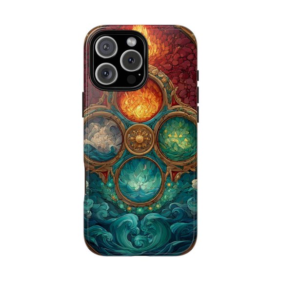 Glass Elements Fire Water Earth Air Abstract Phone Case with iPhone 11 to 17 Pro Max