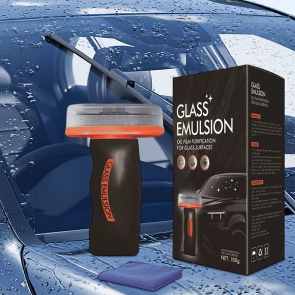Glass Emulsion Car Glass Oil Film Removal Cleaner, Windshield Polishing Tool for Clear Visibility, Streak-Free Formula for Automotive Windows, Safe for Car Care