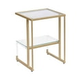 thumbnail image 1 of Glass End Table Mordern Golden Side Table for Living Room Acrylic Tempered Glass Sofa Tables Transparent Small 2-Tier Bedroom Corner Coffee Table, 1 of 7