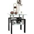 thumbnail image 1 of Glass End Tables, Small Glass Top End Table, Black Side Table, Square Shape, Tempered Glass Top, Metal Frame, for Living Room Bedroom (Black, 1Pcs End Table), 1 of 11