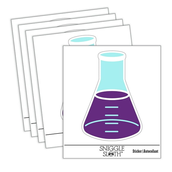 Glass Erlenmeyer Flask Chemistry Science Car Window Bumper Water Bottle Phone Tablet Laptop Waterproof Vinyl Decal Sticker Set 5-Pack - Gloss Finish - 3.0"