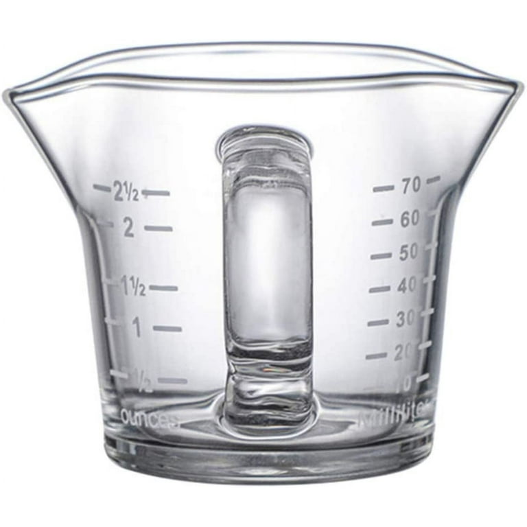 Ackers Shot Glass Measuring Cup 4 Ounce/120ML Liquid Heavy High Espresso  Glass Cup Black Line,V-Shaped Spout(Pack of 2)