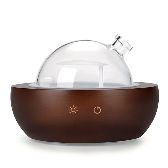 Glass Essential Oil Diffuser, Solid Wood Base, Silent Diffuser, Humidifier, 7 Colors LED Lights, Suitable for Home Office Bedrooms, Holiday Gifts Such As Halloween, Thanksgiving, Christmas, Etc.