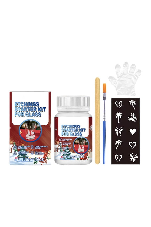 Glass Etching Cream 100g Frosted Glass Etching Starter Kit for Create Stunning Designs on Glassware/glass/mirrors Surfaces, Easy-to-use Diy Craft Kit for Personalized Gifts Beginners And Home Decor