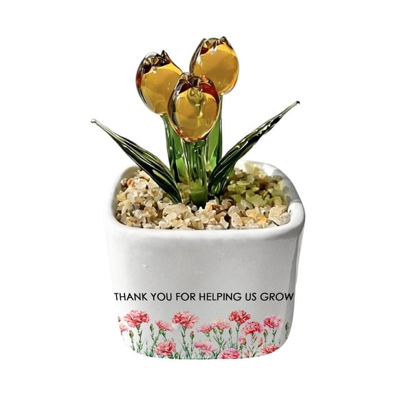 Glass Eternal Blooming Tulips Flower for Mom, Personalized Handmade Floral Crystal Potted Gift, Everlasting Flower Home Decor Desk Ornament - Zero Maintenance