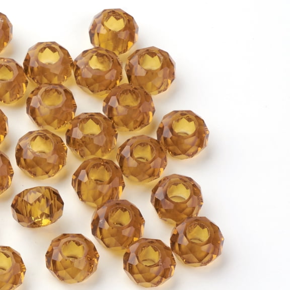 Glass European Beads Large Hole Beads No Metal Core Rondelle Dark Goldenrod 14x8mm Hole: 5mm DIY