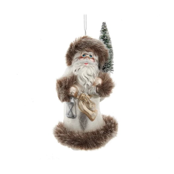 Glass FROST SANTA With Brown Fur Trim Christmas Ornament, by Kurt Adler