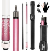 Glass Fiber Pool Cue 58" Professional Pool Stick 12.7mm 4-Layer Tip Low Deflection Cue Stick, 3 * 8/8Joint Pin, Ultra-Smooth, Billiard Cue Sticks Pink/19oz with Bag