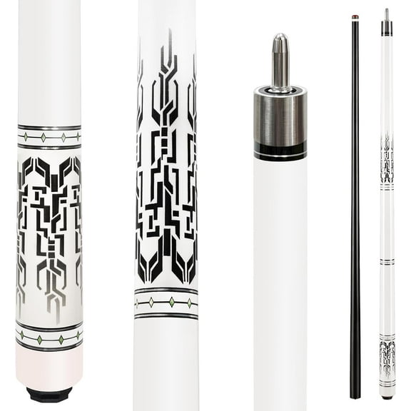 Glass Fiber Pool Cue 58" Professional Pool Stick 12.7mm 4-Layer Tip Low Deflection Cue Stick, 3 * 8/8Joint Pin, Ultra-Smooth, Billiard Cue Sticks White/20oz