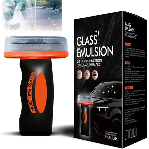 Glass Film Cleaning Brush,Automotive Glass Cleaner with Cleaning Board,Removes Oil Film & Smudges, Improve Windshield Clarity for Safe Driving