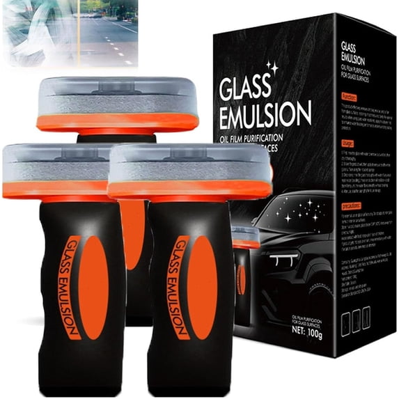 Glass Film Cleaning Brush,Automotive Glass Cleaner with Cleaning Board,Removes Oil Film & Smudges, Improve Windshield Clarity for Safe Driving