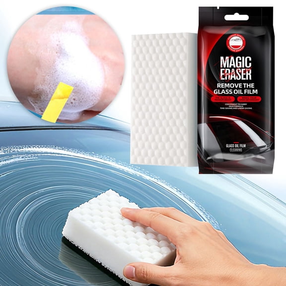 Glass Film Cleaning Sponge | 1PCS Non Scratch Window Cleaning Sponges | Rain Fog Windshield Glass Film Remover | Applicable to All Vehicles 1ml