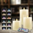 thumbnail image 1 of Glass Flameless Candles, Battery Operated LED Pillar Candles with Remote and Timer, Radiance Candles for Valentine's Day Decor, 1 of 7