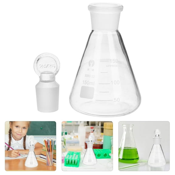 Glass Flask Erlenmeyer Conical Flask with Stopper for Laboratory Experiment Chemistry