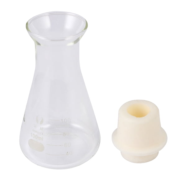 BESTOYARD Glass Conical Flask with Cork for Laboratory Use Standard Capacity Clear Scale Wide Mouth 100ml