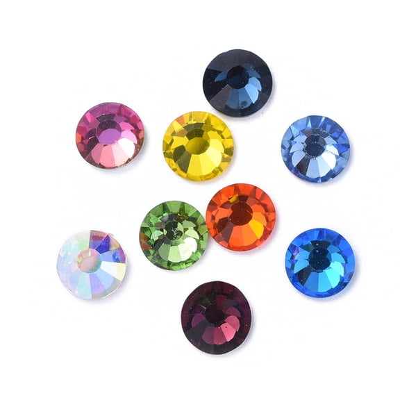 Glass Flat Back Rhinestone Cabochons Back Plated Faceted Half Round Mixed color SS20 4.6~4.8x2mm about 1440pcs/bag