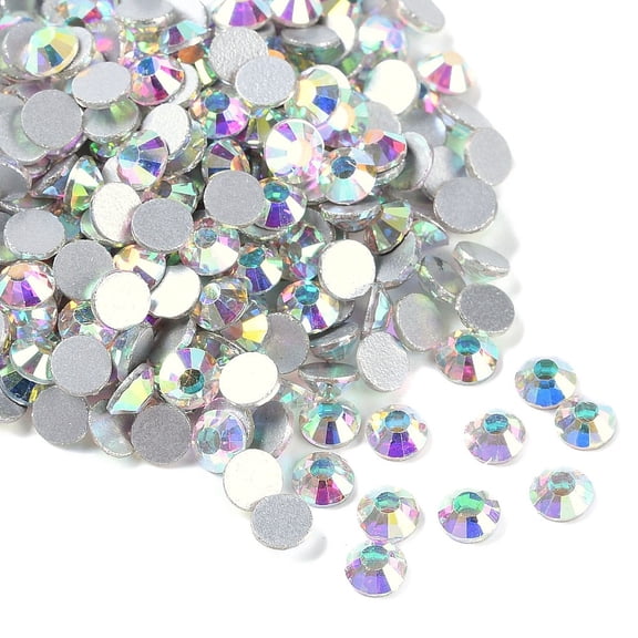 Glass Flat Back Rhinestone Grade A Back Plated Faceted Half Round Crystal AB 3.8~4mm 1440pcs/bag