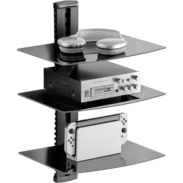 Glass Floating Shelves, Holds up to 18 lbs, TV Wall Mount with