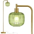 thumbnail image 1 of Glass Floor Lamp for Living Room, Modern Standing Lamp with Ribbed Glass Lampshade Pedal Switch, 67” Tall Lamp for Bedroom Study Room, Brushed Gold (2700K LED Bulb Included), 1 of 7