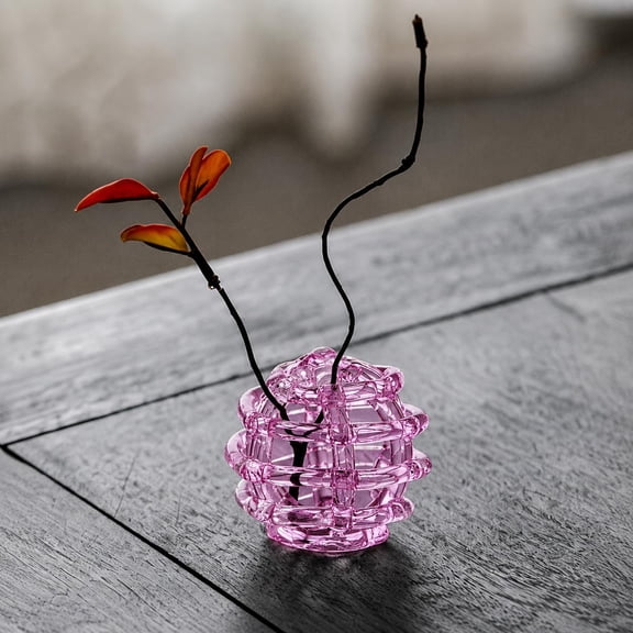 Glass Flower Frog – Glass Ball Floral Stems Holder, Clear 2.36" Handcrafted Vase for Table Centerpiece Decor