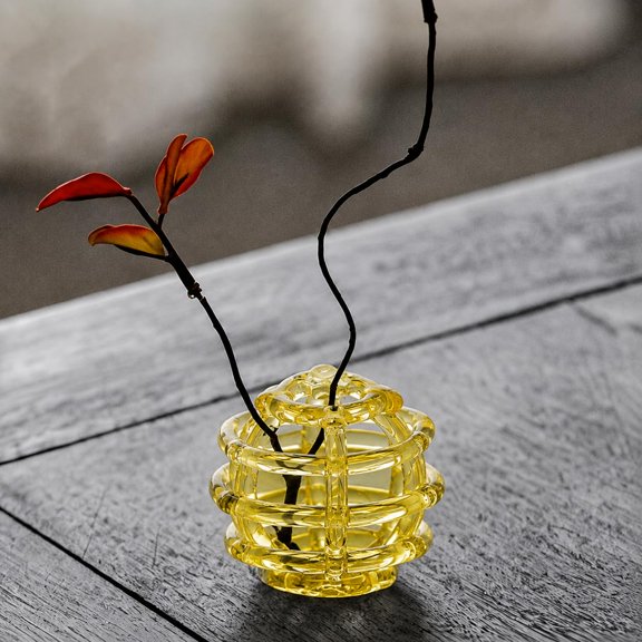 Glass Flower Frog – Glass Ball Floral Stems Holder, Clear 2.36" Handcrafted Vase for Table Centerpiece Decor