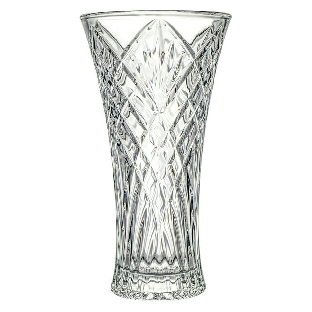 Glass Flower Vase, 12'' Tall Crystal Vase Clear Large Glass Vases Table Decorative Vase for Flowers Perfect Home Decor