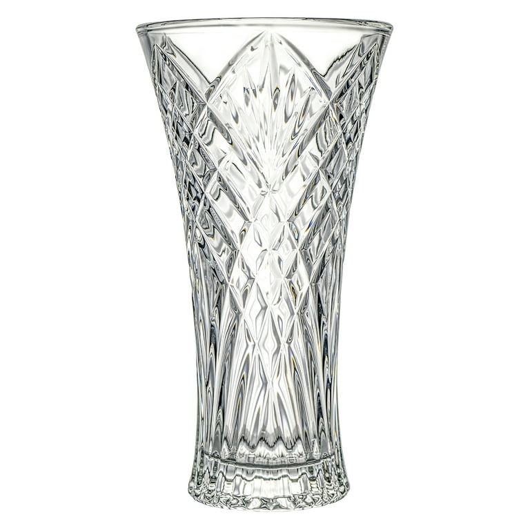 Glass Flower Vase, 12'' Tall Crystal Vase Clear Large Glass Vases Table  Decorative Vase for Flowers Perfect Home Decor