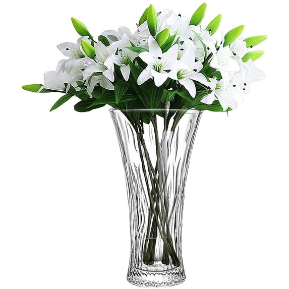 Glass Flower Vase, 12'' Tall Crystal Vase Clear Large Glass Vases Table Decorative Vase for Flowers Perfect Home Decor