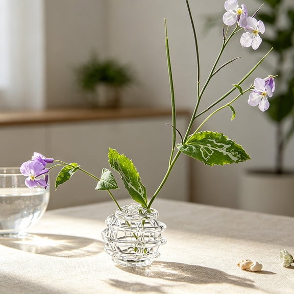 Glass Flower Vase Insert, Hand-Shaped Floral Stand, Rotating Glass Holder, Aroma Stick Display Rack, Modern Floral Arrangement Tool for Home Tabletop, Bedroom and Living Room Decor