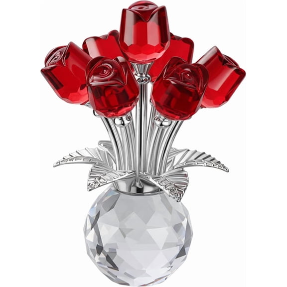 Glass Flowers - 3D Romantic Glass Artificial Rose Figurines, Collectible Floral Display Ornament, Elegant Decorative Gift | Wife Mother Sister Daughter for Wife Mother Sister Daughter(Q)