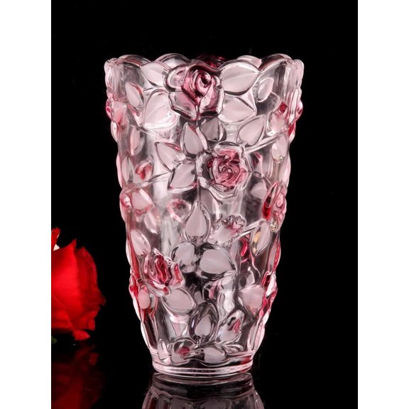 Glass Flowers Vase 9.3 inch Tall, Unique Crystal Vases for Tables Centerpieces, Vintage Rose Large Vases Christmas Thanksgiving Gifts$$Home Decor, Kitchen, & Other