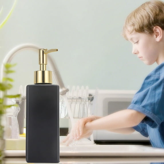 Glass Foam Soap Dispenser - Refillable Bathroom Dispenser Pump Bottle Luxury Vanity Decor Kitchen Hand Soap Organizer Eco-Friendly Liquid Dispenser(M-Black)