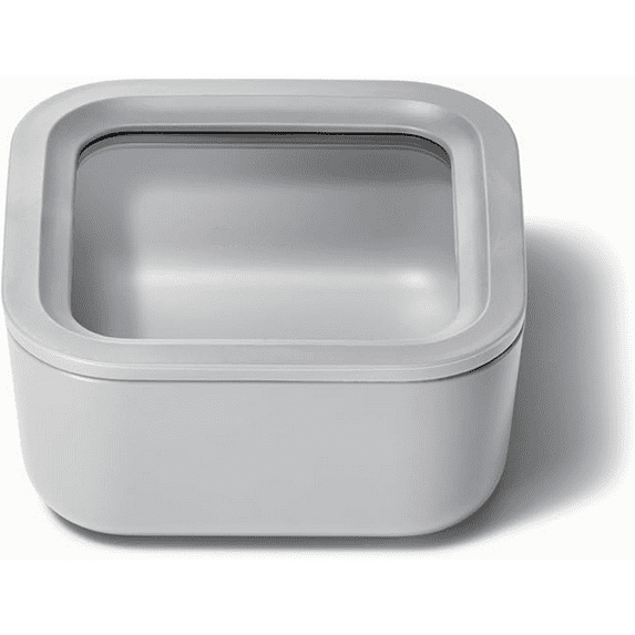 Glass Food Storage, 4.4 Cup Glass Container,Ceramic Coated Food Container,Easy to Store, Non Toxic, Non Stick Lunch Box Container with Glass Lids. Dishwasher, Oven,Square Shape,Gray