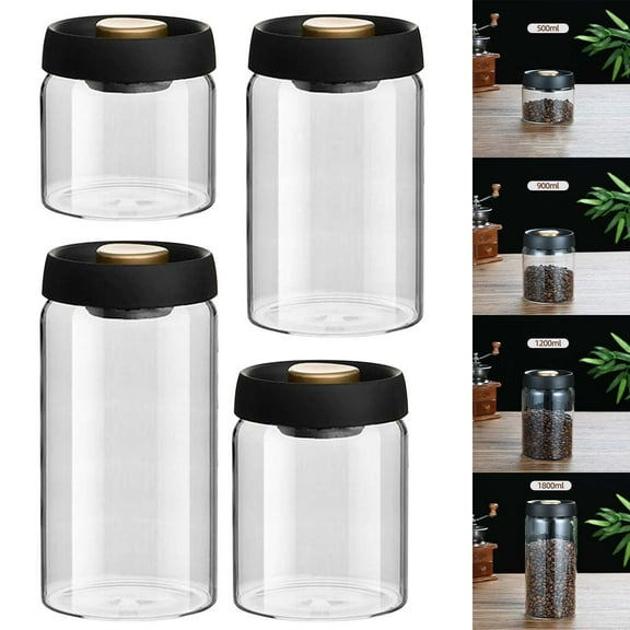 Glass Food Storage Canister, Vacuum-sealed Jar, Borosilicate Glass, airtight Seal, Easy-glide Lid, Modern Kitchen, Pantry Storage, Fresh Food Preservation, Food Grade Canister TOPLIU