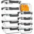 Glass Food Storage Containers, 10 Pack Glass Meal Prep Container, Leak